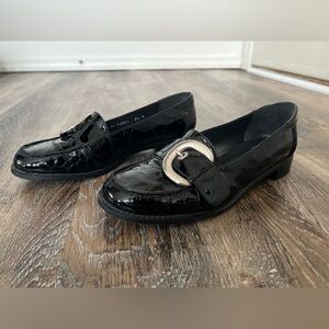 Stuart Weitzman Croc Embossed Loafers Size 8.5